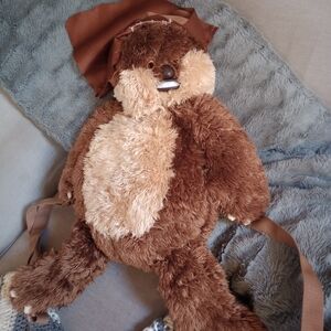 Brown and Cream Plush Bear Backpack